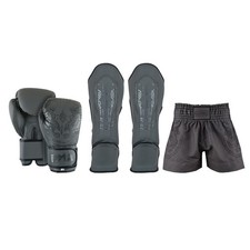 Gants De Boxe Muay Thai PMA Twin Tigers Avec Protège-Tibias Et Shorts Gris