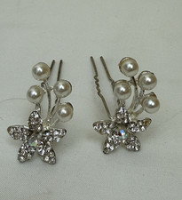 Unbranded Set Of 2 Rhinestone And Imitation Pearl Flower Hair Pins