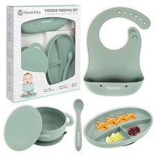 Silicone Baby Feeding Set Weaning Supplies with Suction Plate, Waterproof Bow...