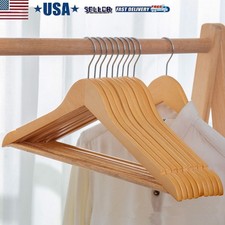 20 Pack Premium Wooden Hangers Non-Slip Coat Clothes Hangers w/360 Swivel Hook