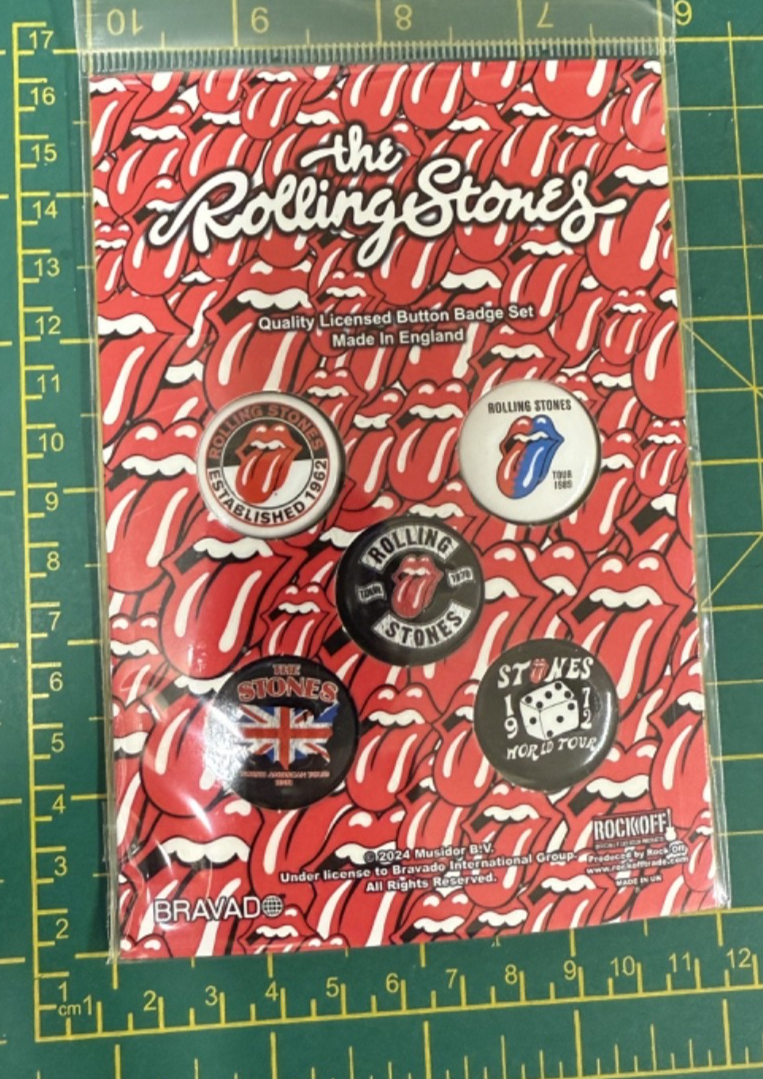 Rolling Stones Tour Collection  5 Button Badge Gift Pack Officially Licensed