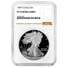 1989-S Proof $1 American Silver Eagle NGC PF70UC Brown Label