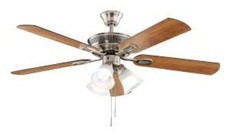 PARTS - Hampton Bay Glendale III 52 in LED Brushed Nickel Ceiling Fan with Light