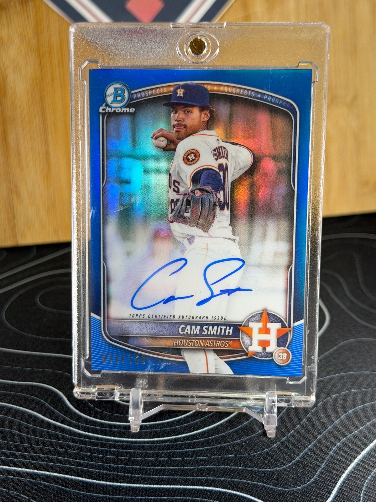 CAM SMITH 2025 BOWMAN CHROME #CPA-CSM PROSPECT BLUE REFRACTOR AUTO 12/150