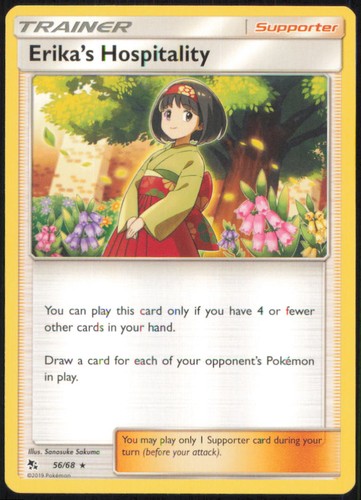 ERIKA'S HOSPITALITY 56/68 RARE HIDDEN FATES POKEMON NEAR MINT