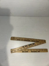 Vintage Advertising Tri-Fold Folding Wood Yardstick Ruler VINCENNES, INDIANA