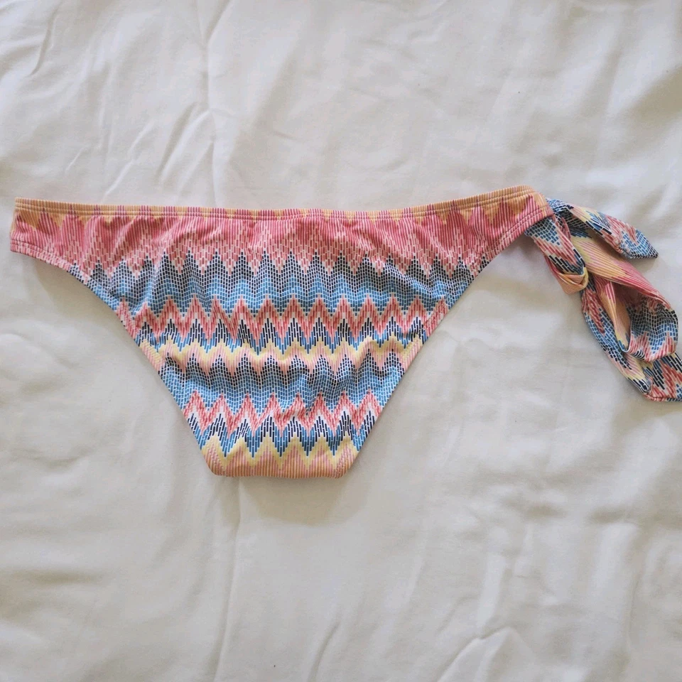 NUEVO ROXY Mujer Playa Hipster Bikini Parte Inferior Geométrica Lateral Corbata Traje de Baño LG Foto 2 de 2