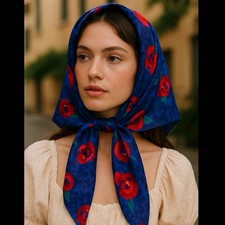 Vintage Scarf 12  x 50  Abstract Floral Painterly Rose Silky Parisian Boho Indie