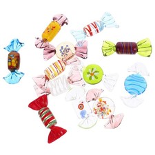NUOBESTY 12Pcs Vintage Murano Style Glass Sweets Glass Candy Ornaments Variou...