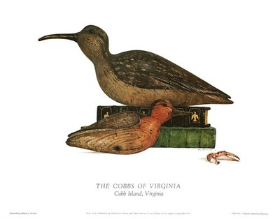 Cobb of Virginia Shorebird Decoy Art Print LTD Ed. Whimbrel & Snipe Decoys 6812p