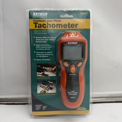 Extech RPM33 Combination Contact/Laser Photo Tachometer - Digital Handheld Meter