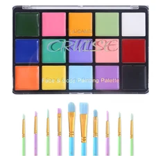 Macaron Face Body Paint Set, 15 Colors Painting Palette Makeup Kit + 10Pc Colorf