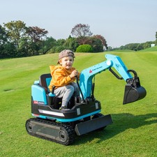 New 2IN1 Blue 12V Battery Powered Kids Ride On Excavator Bulldozer 360  w/Remote