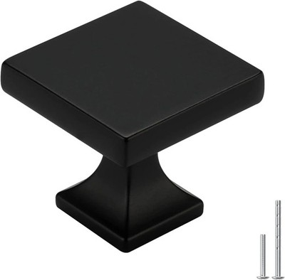 homdiy 25 Pack Black Cabinet Knobs Matte Black Square Dresser Drawer Knobs Zinc