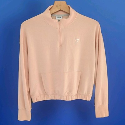 Gymshark Training Top Gr. L hellrosa cropped Pippa Pullover 1/4 Zip Active Gym