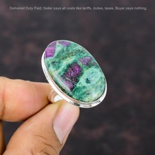 Oferta Cyber Monday Anillo Promesa Piedra Fucsita Rubí Plata Esterlina 925 Joyería