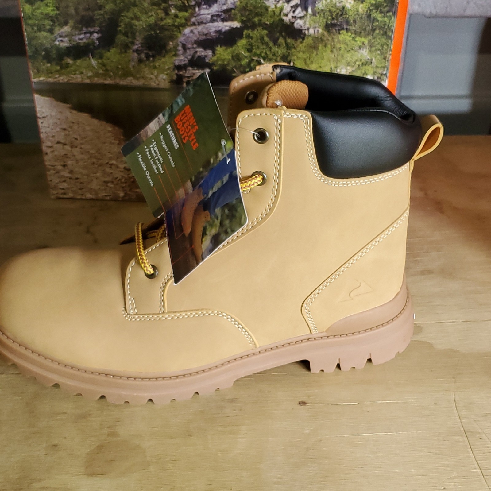 Ozark Trail Men's Wheat Ankle Work Boots Rugged Outsole Faux Leather US 10.5 alternate view 4