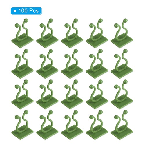100pcs Plant Clips, Climbing Fixture Sticky Hook Self-Adhesive Clip, Green - Afbeelding 3 van 5