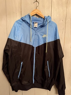 Nike NSW Windrunner Windbreaker Hoodie Jacket Black & University Blue Lg