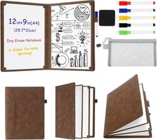 6 Sides Dry Erase Notebook Portable Whiteboards Notebook 12"x9"