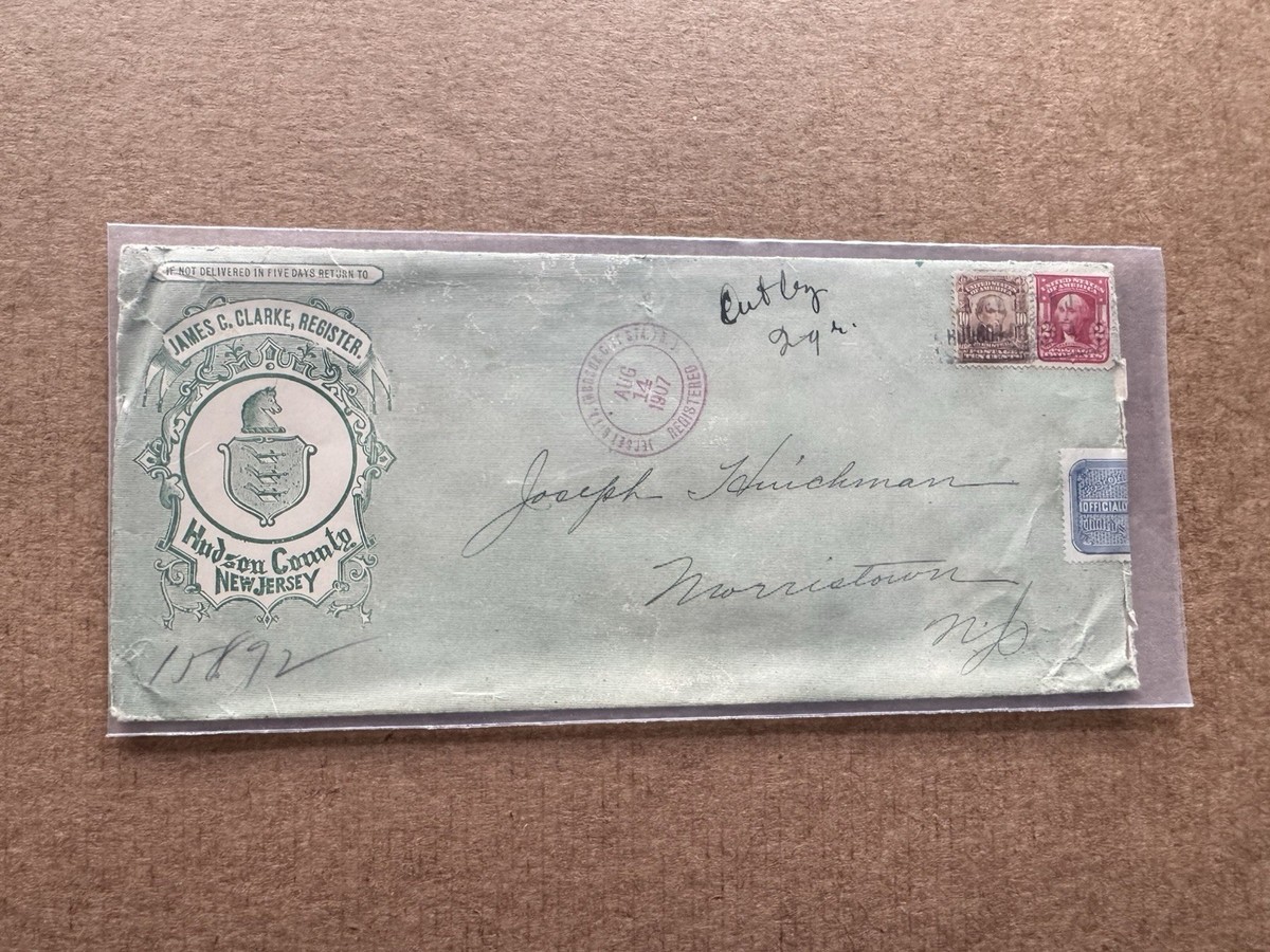 匿名ページ US 1907 Cover +Bi-Color Frank #307+301 +Post Office Seal #OX13 +