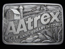 OI01120 NOS VINTAGE 1980s  AATREX SILVER ANNIVERSARY IN CORN  PEWTER BUCKLE