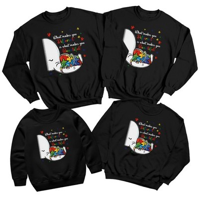 Family Elephant Autism Awareness Day Sweatshirt Pullover Spectrum...