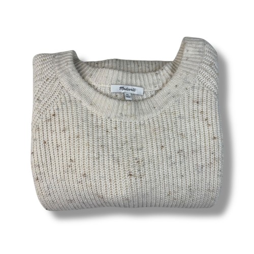 Madewell Donegal Sweater Dress Womens Sz XL Ivory Wool Blend Curved Hem Knit - Picture 3 of 10