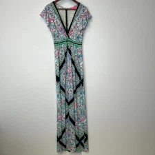 Lilly Pulitzer Dress Women 4 Roselle Maxi Ruffle Leaf Deep V Get Wild Party Nw