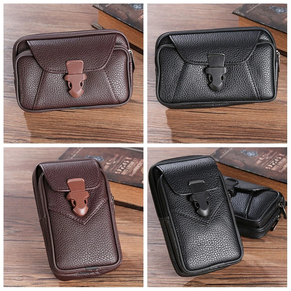 STILORD Zion Vintage Belt Bag Echt leder als Fanny Pack Schoudertas of Borstzak Cross-Body Bag Hip Bag Mannen Vrouwen Mobiele Telefoon Festival Leder Kleur:obsidiaan zwart