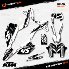 Black & White Slick Graphics Kit fits KTM 13-16 EXC EXC/F XCW 125 250 300 450