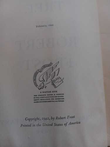 Robert Frost Ein Zeuge Baum Neue Gedichte 1944 Ausgabe HCDJ Poesie - Bild 3 von 6