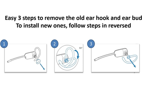 3 pcs. SMALL Clear Eargels Earbuds for Plantronics CS540 W740 W745 W440 WH500 - Picture 3 of 3