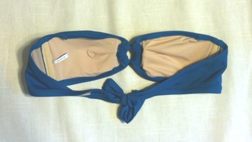 NWOT J. CREW BLUE BANDEAU BIKINI TOP SWIM SUIT SZ S CUTE AND PREPPY - Picture 2 of 2