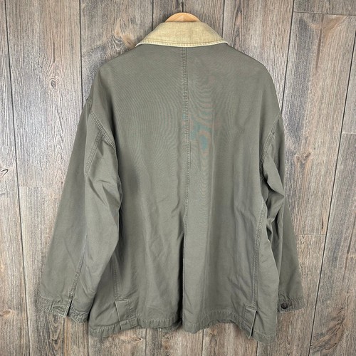 Old Navy Vintage 90s Barn Chore Jacket Corduroy Collar Olive Green Large - Picture 6 of 6
