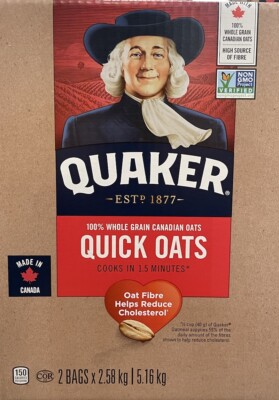 Standard Quaker Quick Oats 5.16 KG /11.37 lbs. | CANADA| 2 SACS X 2.58 KG EACH