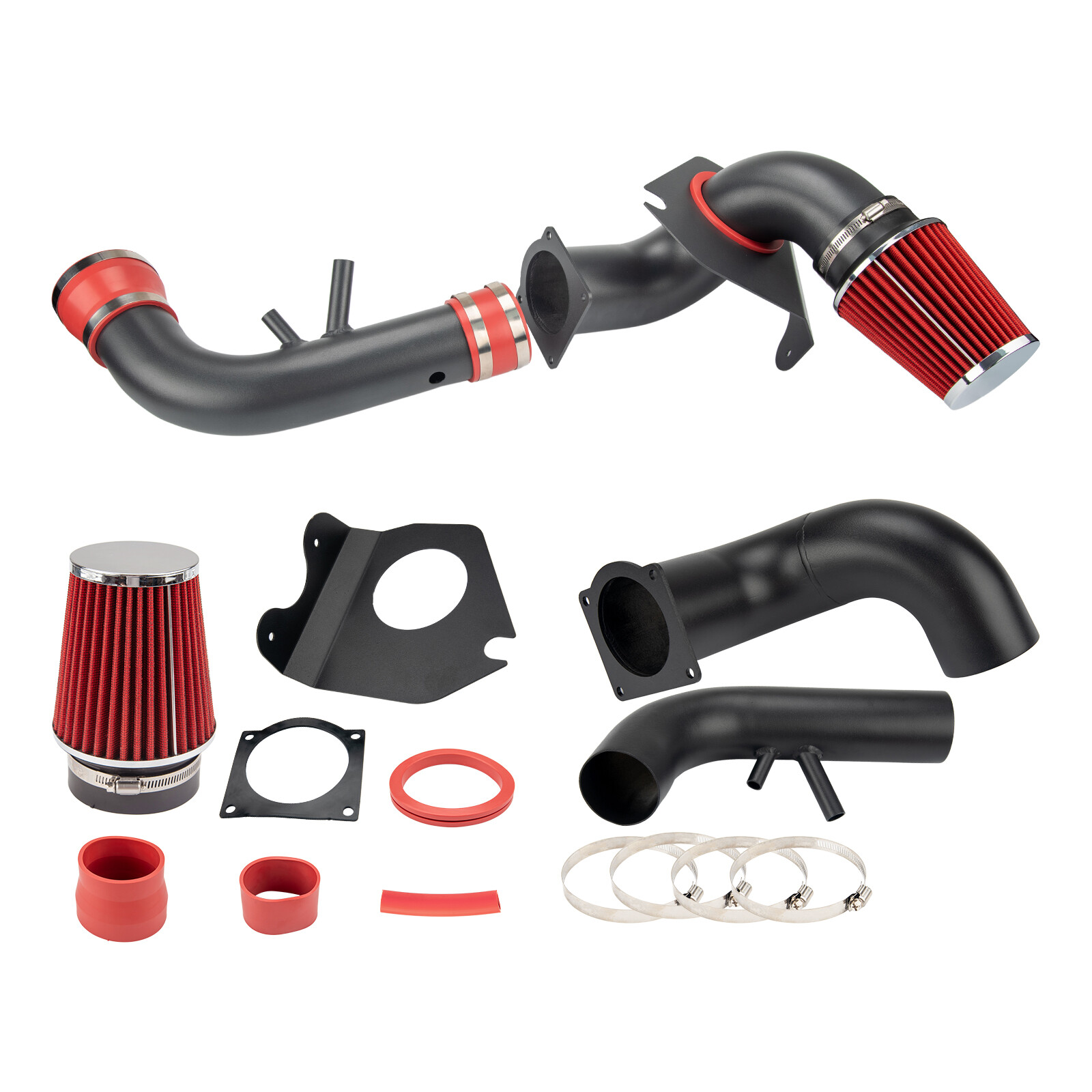 Cold Air Intake System + Red Filter For 1996-2004 Mustang GT 4.6L V8