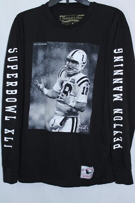 Peyton Manning T-Shirt M Medium Super Bowl XLI Mitchell & Ness Black Long Sleeve