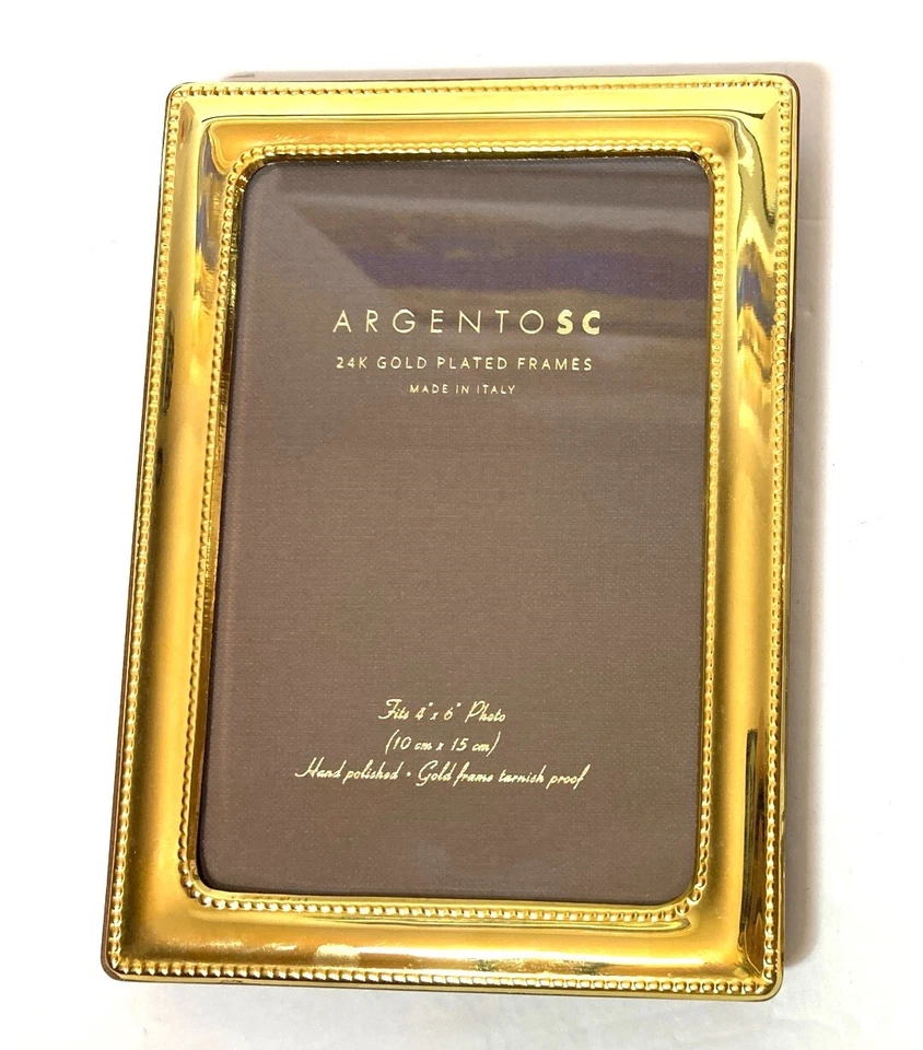 MARCO DE FOTOS ARGENTO SC DOBLE CUENTA 4 X 6" CHAMPAGNE CHAPADO EN ORO 24K PULIDO NUEVO Foto 3 de 4