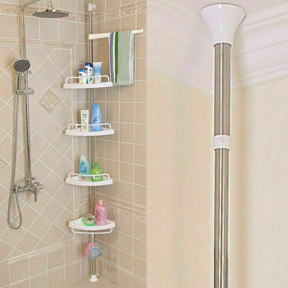 4 Tier Non Rust Bathroom Telescopic Corner Shelf Storage Shower