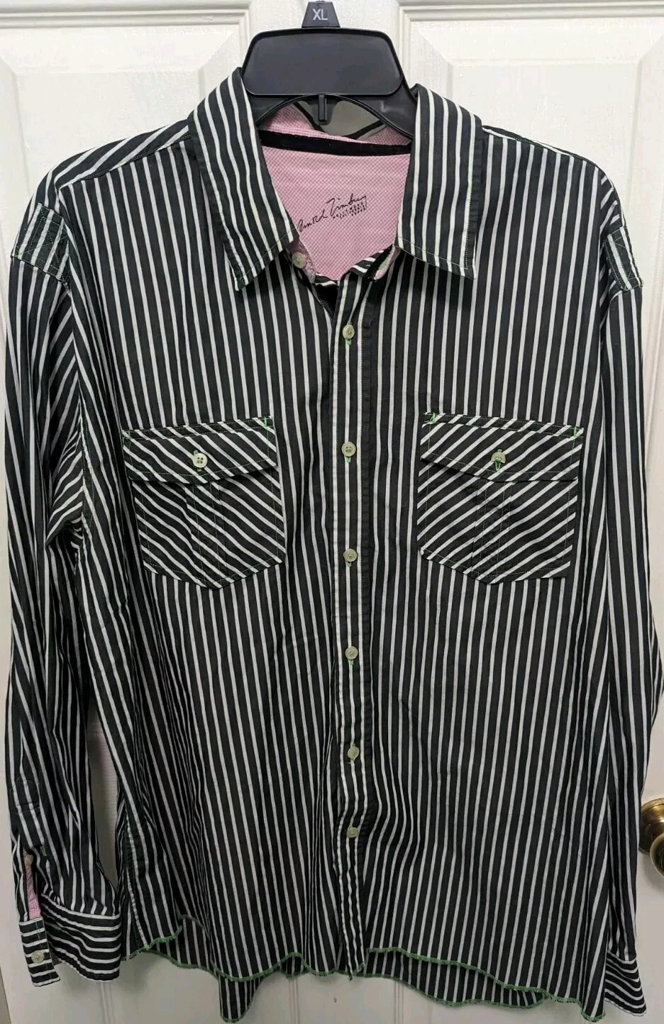 Arnold Zimberg Men's Long Sleeve Button Down Shirt Stripe XL