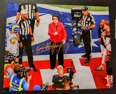 BILLIE JEAN KING TENNIS ICON SIGNED 8x10 SUPERBOWL LVI COIN TOSS PHOTO ...