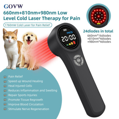 Cold Laser Therapy Body Pain Relief Device Soft Healing Lazer 1760mW Pet Friendl