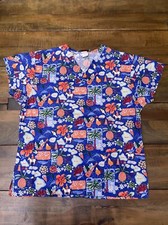Uniforms Hawaii Medical Scrub Top Size S Island chicken Turtle Palm Pineapple
