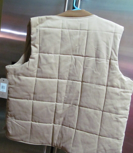 NWT FRYE AND CO Mens Quilted Vest ~ Tan ~ Size L ~ Lightweight ~ Twill - Picture 3 of 6