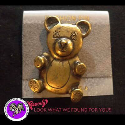 ''JJ'' Jonette Jewelry Bronze Pewter 'Teddy Bear Happy' Pin Free Shipping