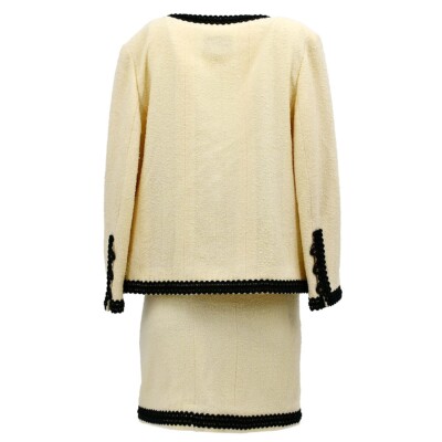 CHANEL アイボリージャケット 38 セットアップ Chanel Setup Suit Collarless Jacket Skirt Ivory 94P #38