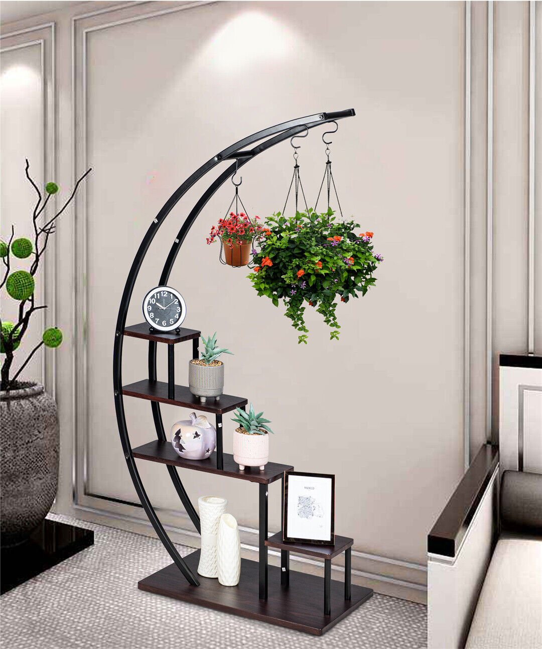 GOOD LIFE 5 Tier Plant Stand Half Moon Shape Ladder Flower Pot St | eBay