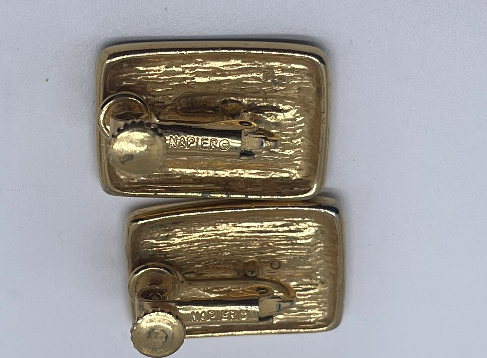 Napier Gold Tone Rectangular Screw Back Clip On E… - image 3