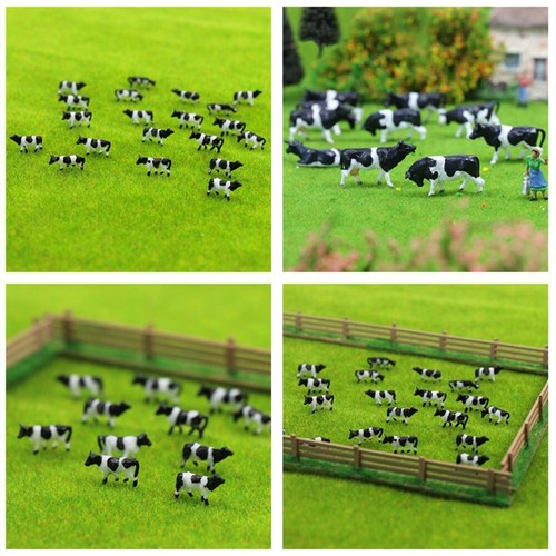 Miniature N Gauge Farm Cow Set 60pcs Plastic Cow Models for Train Scenes - Picture 3 of 9
